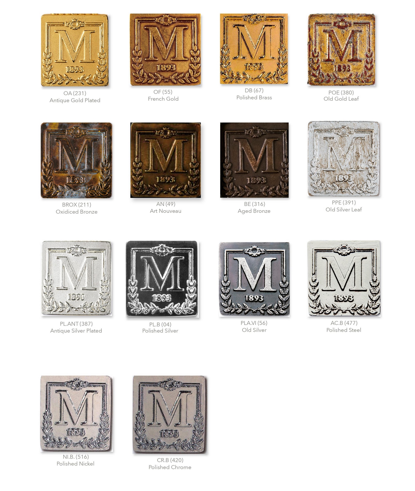 Echantillons de teintes de Métal-M