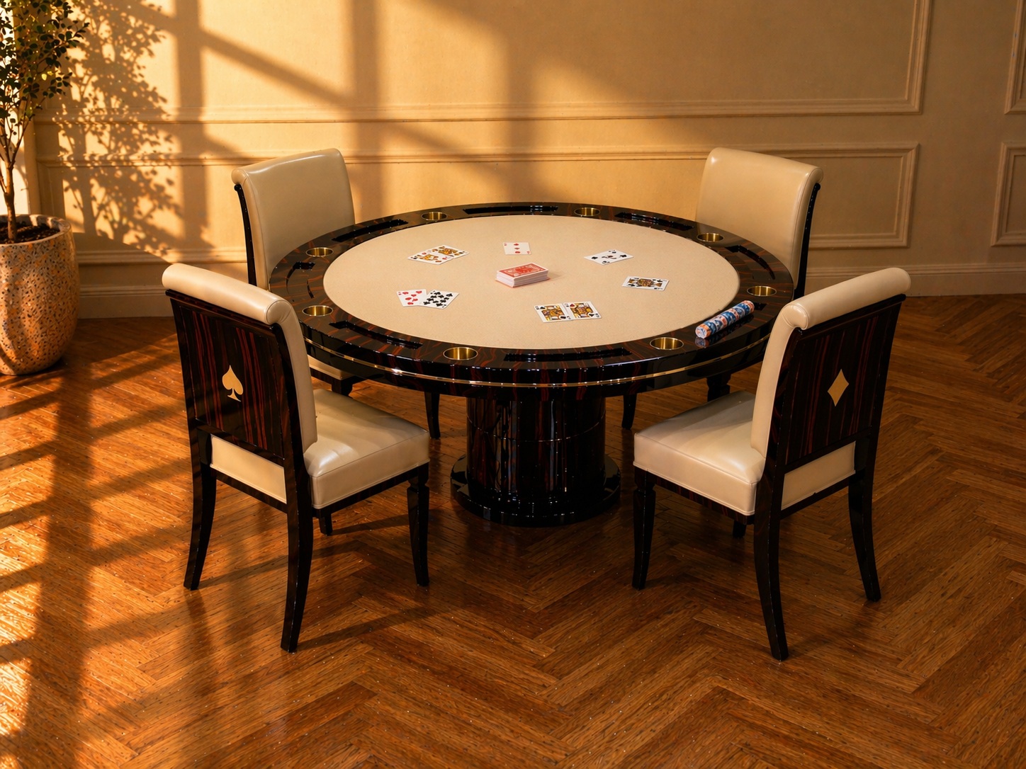 Table de poker et chaises