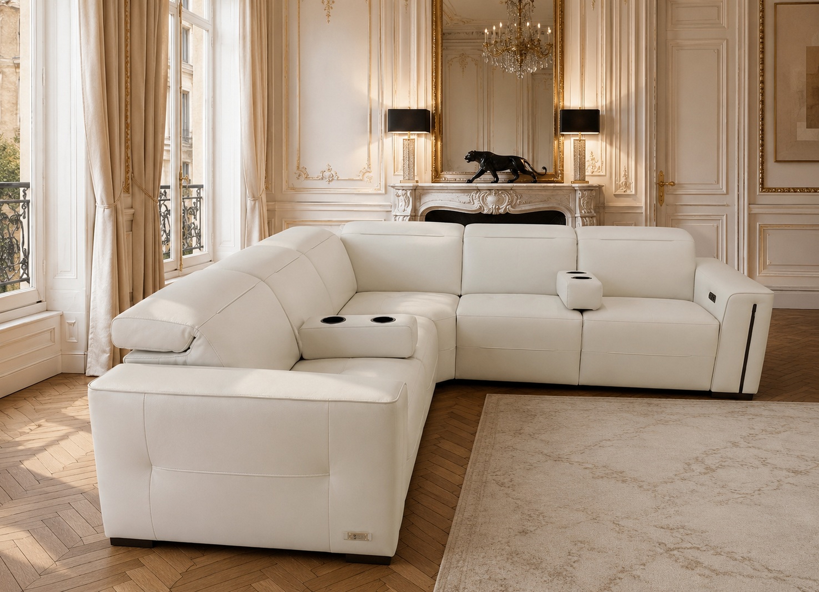Hifigeny Art Déco Canapé d'angle cuir de prestige