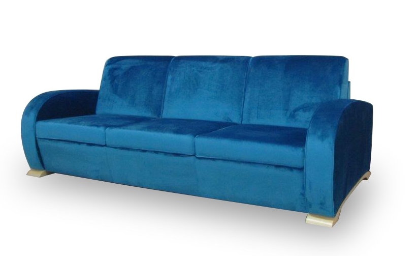 Canapé-lit art déco velours bleu Paris