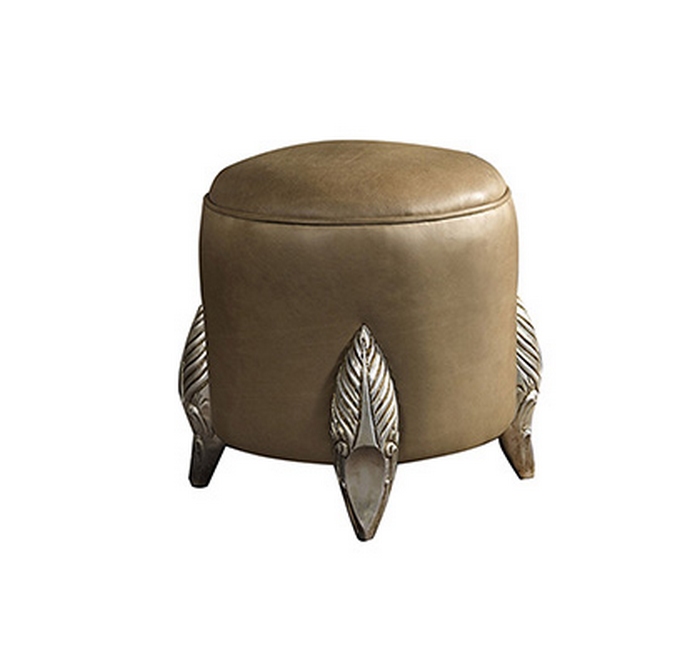 Pouf rond baroque cuir Paris