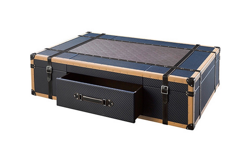 Modèle Table basse valise cuir 