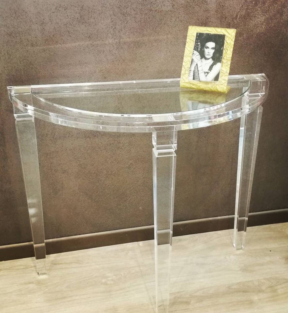 Console transparente luxe demi-lune Paris